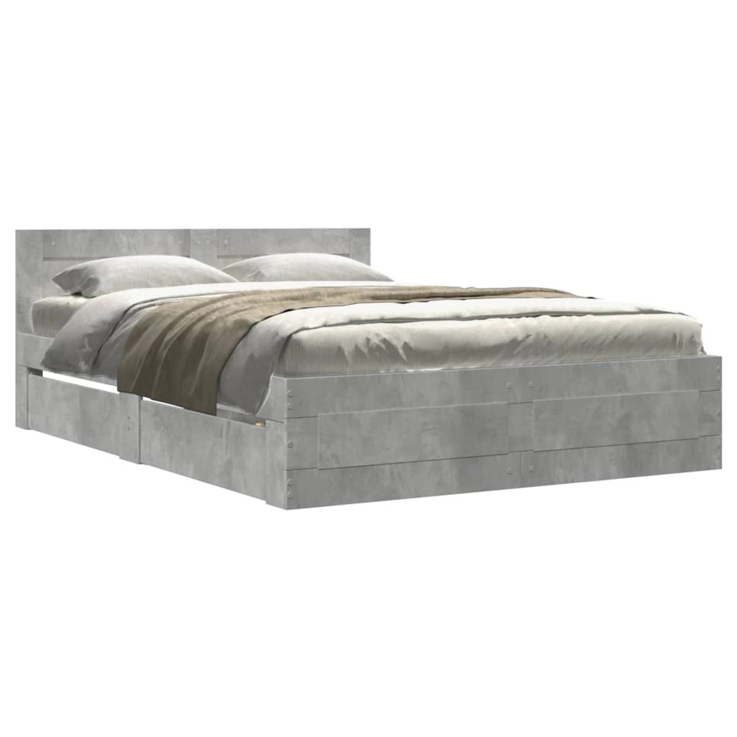 vidaXL Bettgestell mit Kopfteil Betongrau 140x190 cm Holzwerkstoff Modell 12100216 vidaXL Bettgestell mit Kopfteil Betongrau 140x190 cm Holzwerkstoff Modell 12100216 von VIDAXL