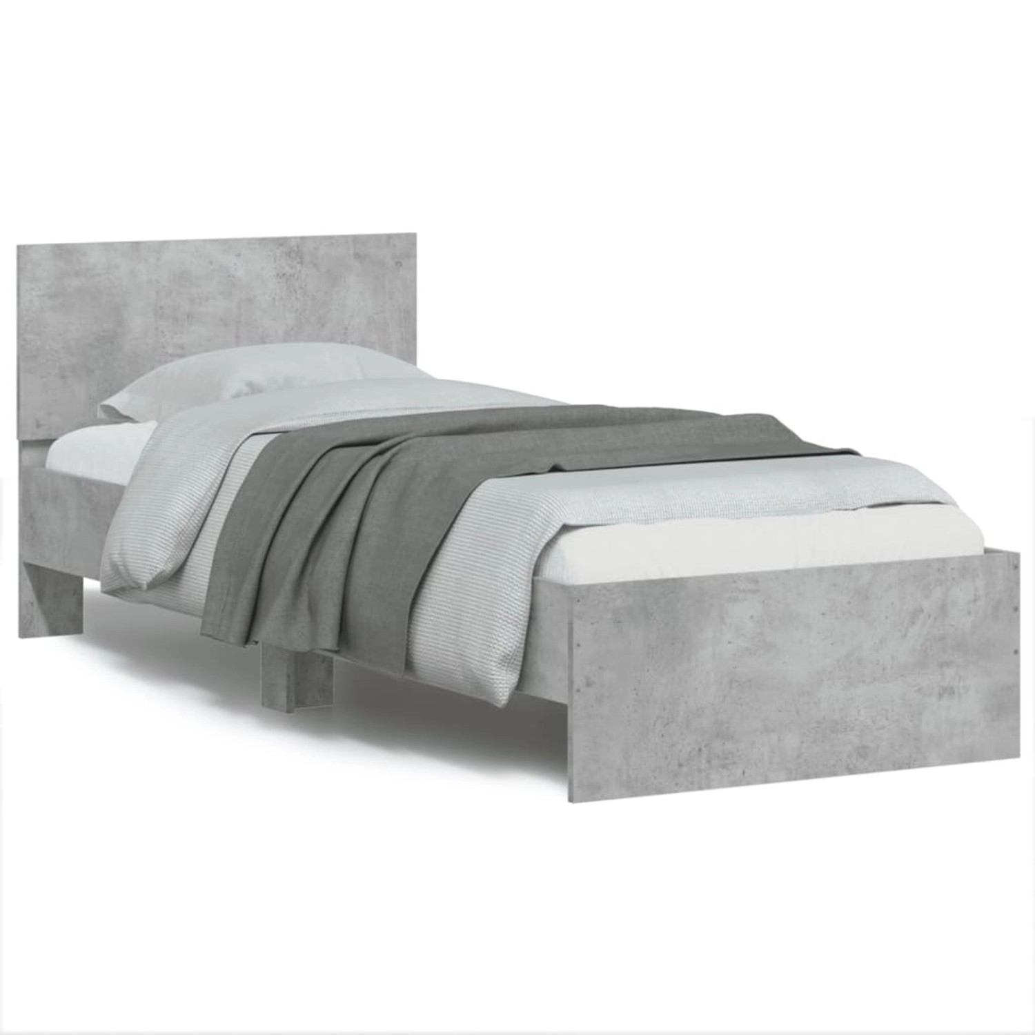 vidaXL Bettgestell mit Kopfteil Betongrau 90x190 cm Holzwerkstoff Modell 11938562 von VIDAXL