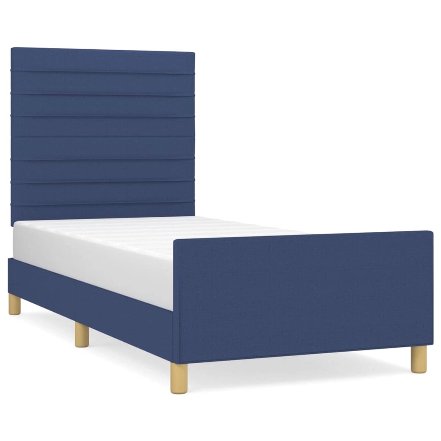 vidaXL Bettgestell mit Kopfteil Blau 100x200 cm Stoff Modell 41398203 vidaXL Bettgestell mit Kopfteil Blau 100x200 cm Stoff Modell 41398203 von VIDAXL