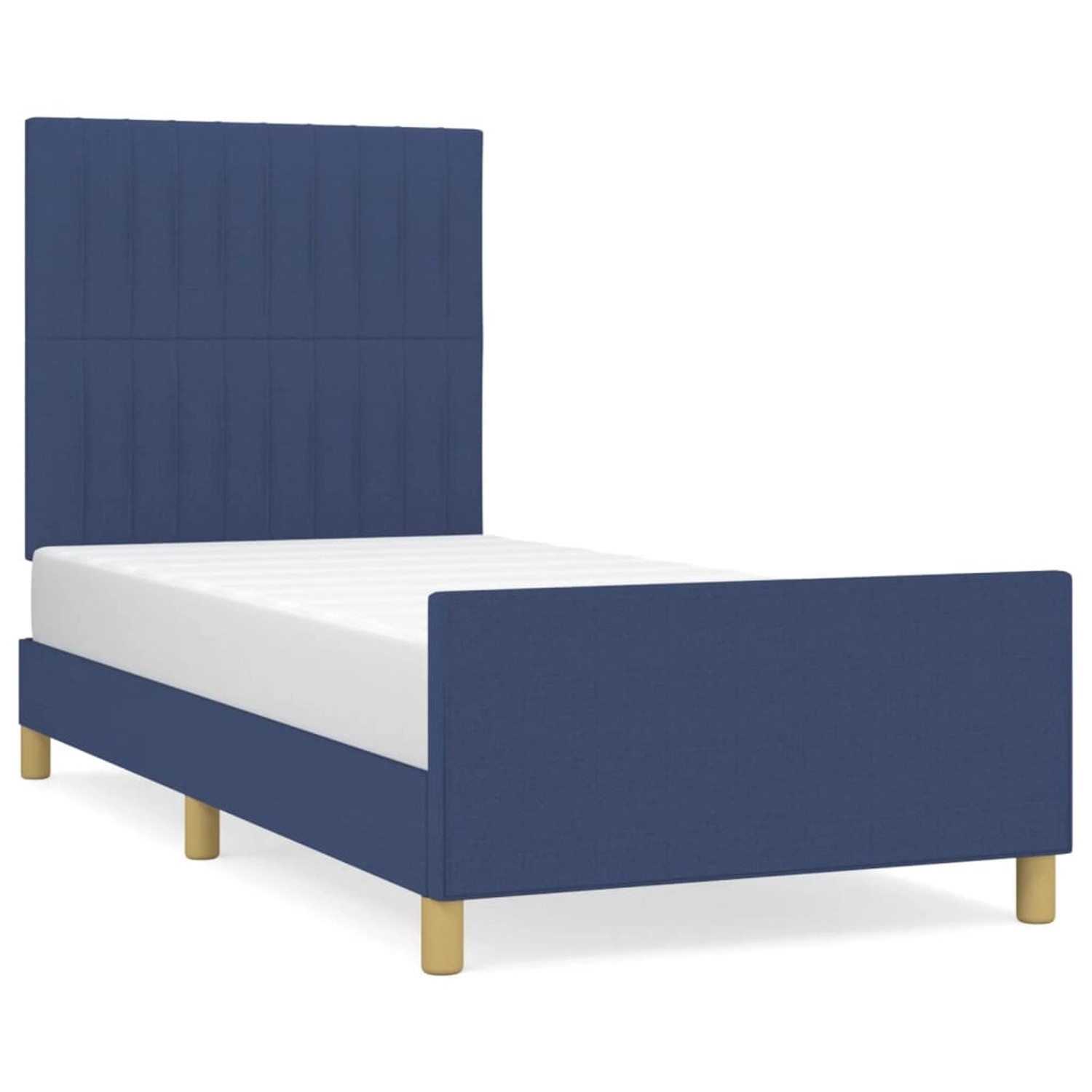 vidaXL Bettgestell mit Kopfteil Blau 100x200 cm Stoff Modell 71398255 vidaXL Bettgestell mit Kopfteil Blau 100x200 cm Stoff Modell 71398255 von VIDAXL