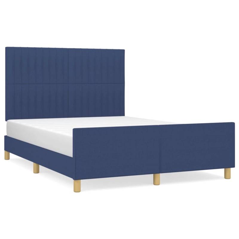 vidaXL Bettgestell mit Kopfteil Blau 140x190 cm Stoff Modell 61347867 von VIDAXL