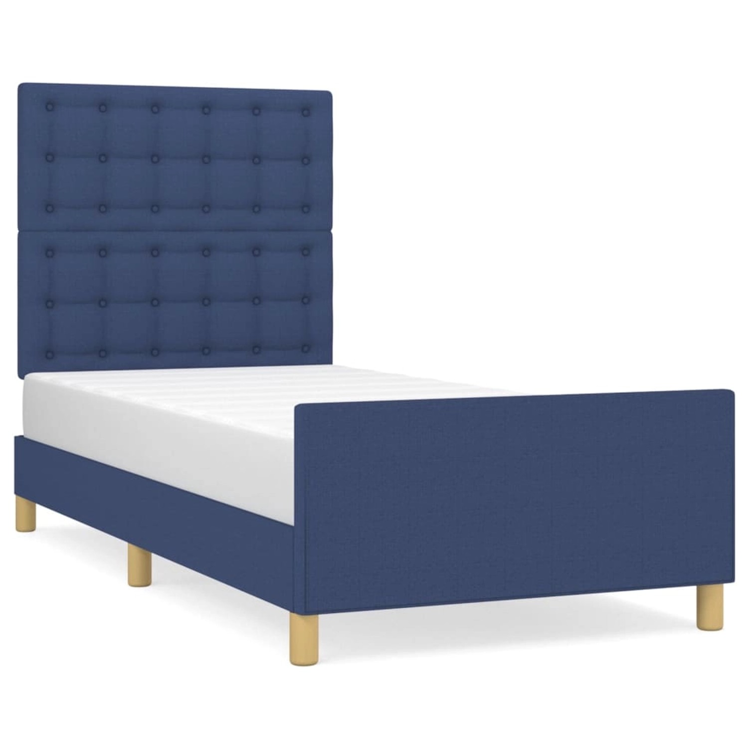 vidaXL Bettgestell mit Kopfteil Blau 80x200 cm Stoff Modell 31378546 vidaXL Bettgestell mit Kopfteil Blau 80x200 cm Stoff Modell 31378546 von VIDAXL