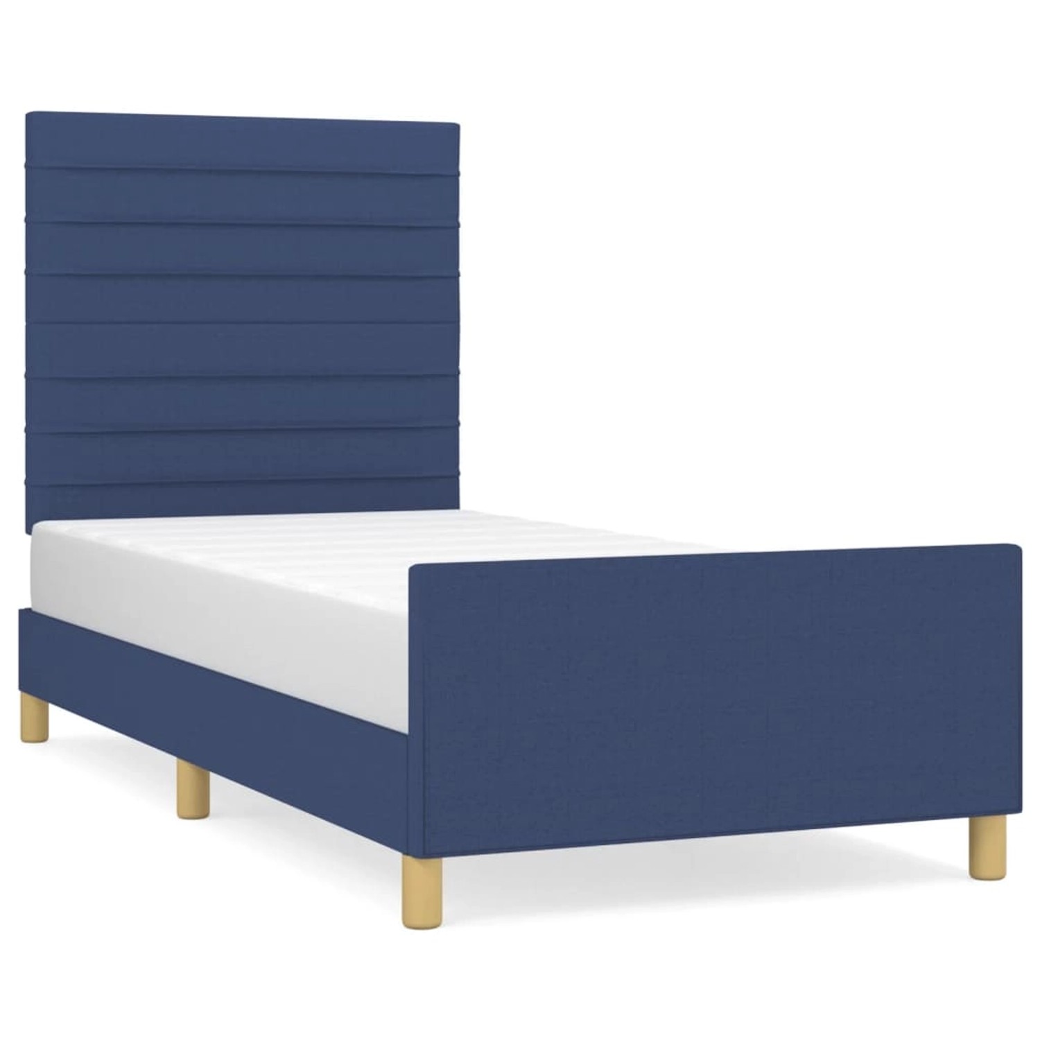 vidaXL Bettgestell mit Kopfteil Blau 80x200 cm Stoff Modell 61371261 vidaXL Bettgestell mit Kopfteil Blau 80x200 cm Stoff Modell 61371261 von VIDAXL