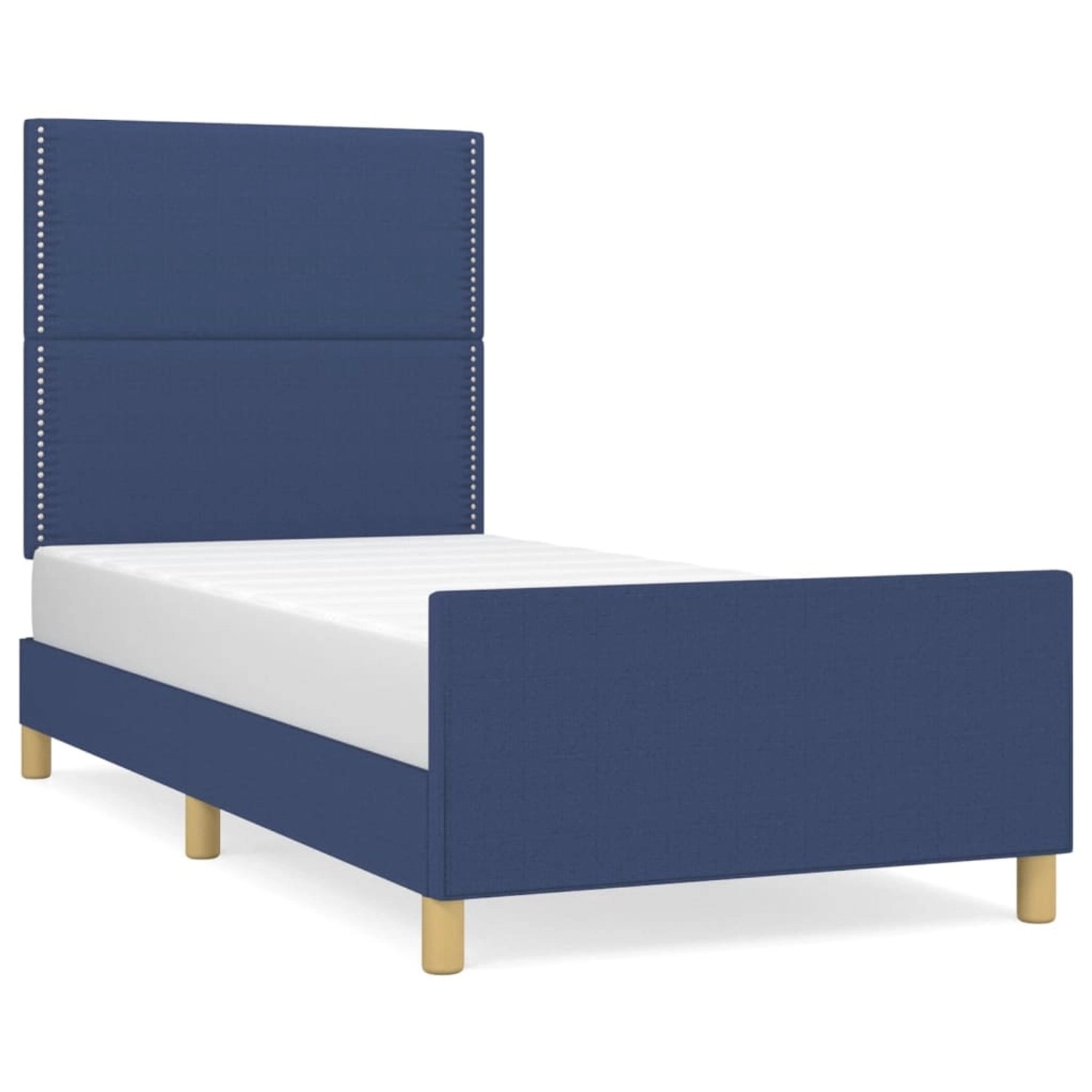 vidaXL Bettgestell mit Kopfteil Blau 90x190 cm Stoff Modell 21350033 vidaXL Bettgestell mit Kopfteil Blau 90x190 cm Stoff Modell 21350033 von VIDAXL