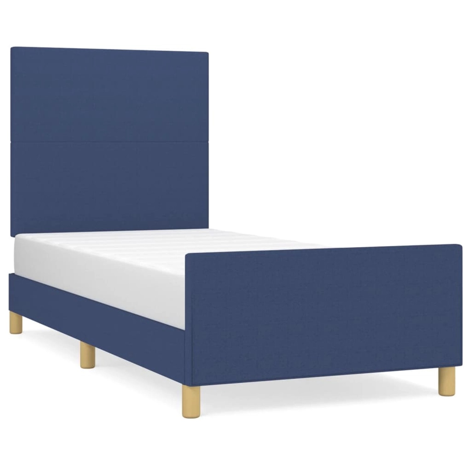 vidaXL Bettgestell mit Kopfteil Blau 90x200 cm Stoff Modell 31369072 vidaXL Bettgestell mit Kopfteil Blau 90x200 cm Stoff Modell 31369072 von VIDAXL