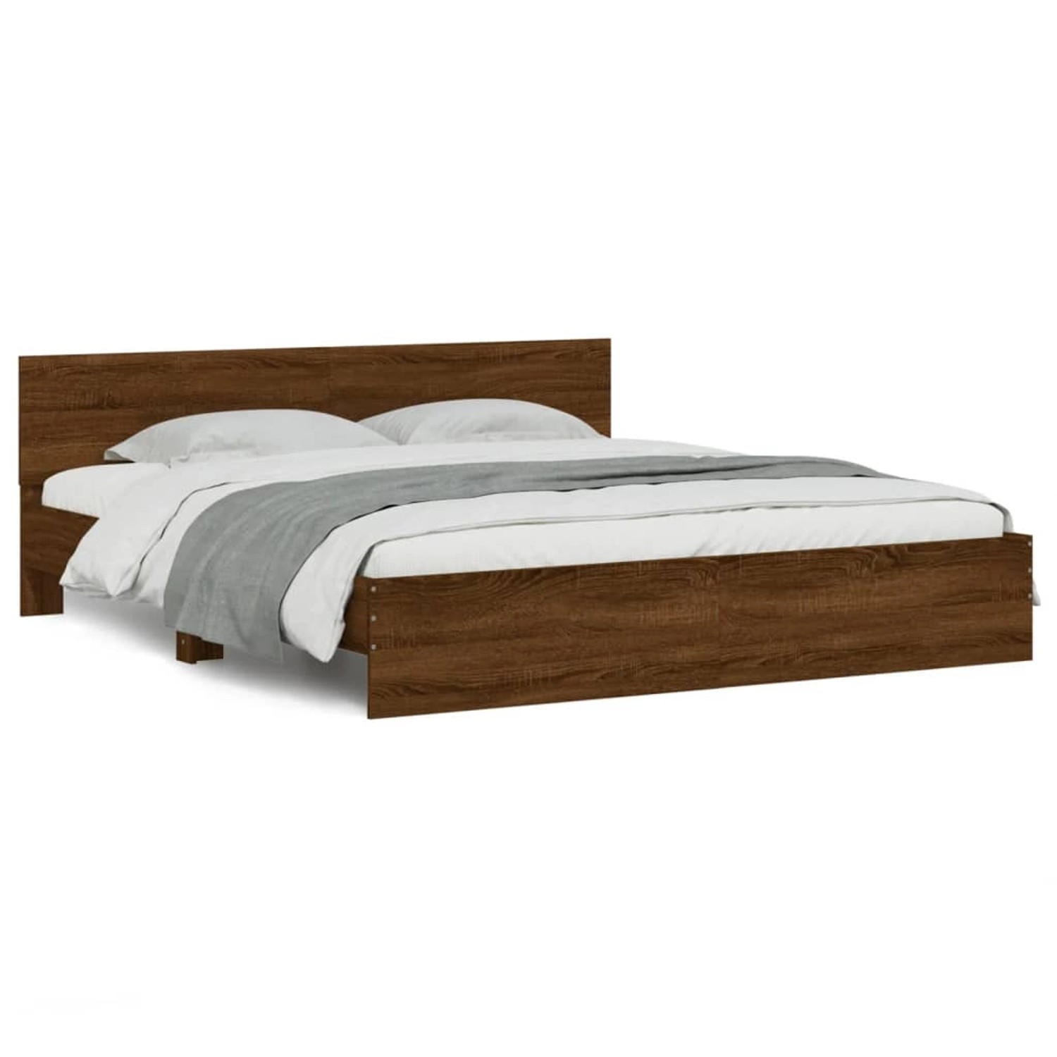 vidaXL Bettgestell mit Kopfteil Braun Eiche-Optik 160x200 cm1936589 von VIDAXL
