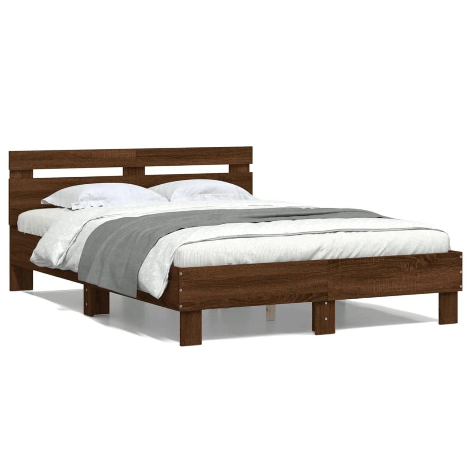 vidaXL Bettgestell mit Kopfteil Braun Eichen-Optik 135x190 cm Modell 11937809 von VIDAXL