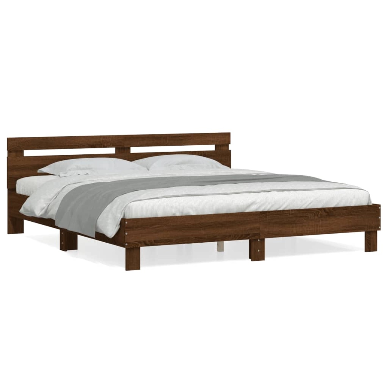 vidaXL Bettgestell mit Kopfteil Braun Eichen-Optik 180x200 cm Modell 11953581 von VIDAXL