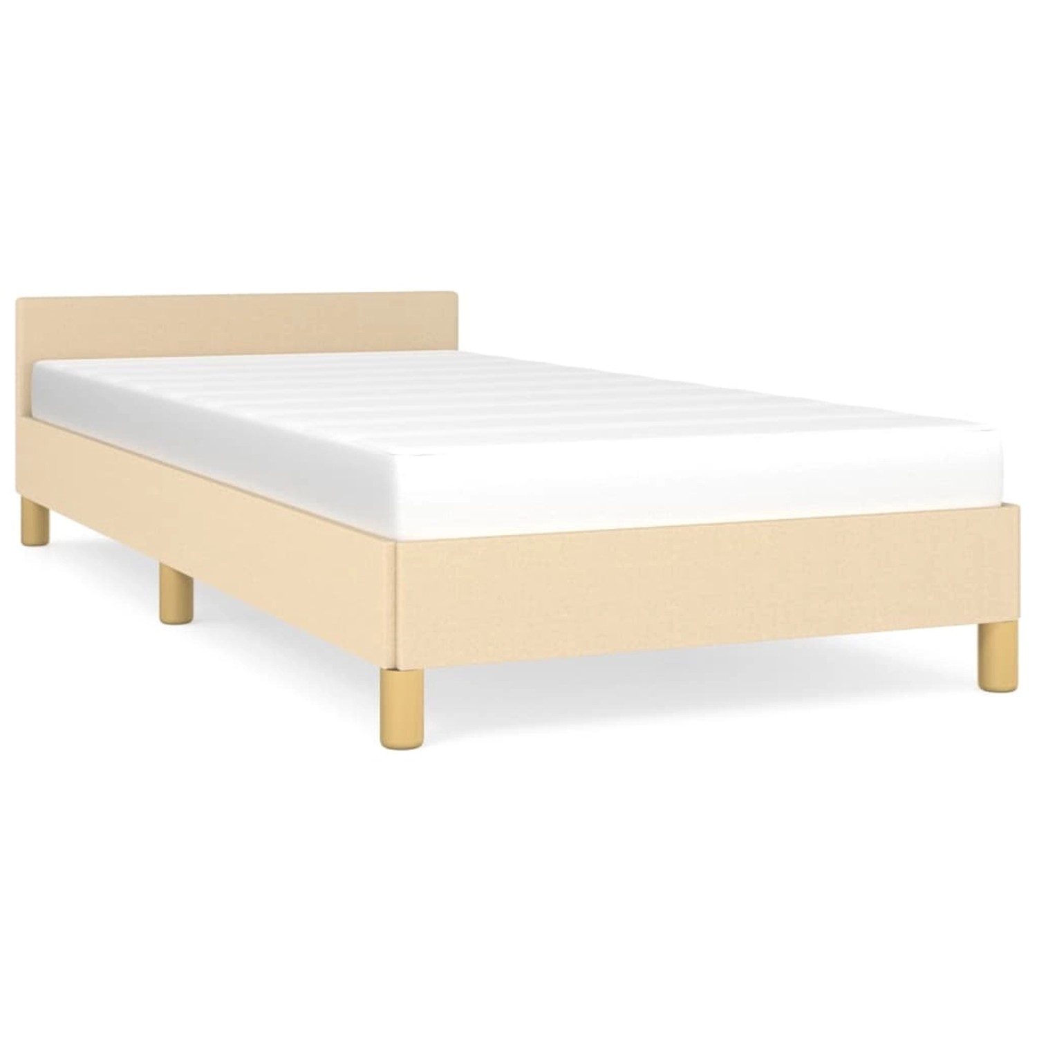 vidaXL Bettgestell mit Kopfteil Creme 100x200 cm Stoff Modell 61367185 vidaXL Bettgestell mit Kopfteil Creme 100x200 cm Stoff Modell 61367185 von VIDAXL