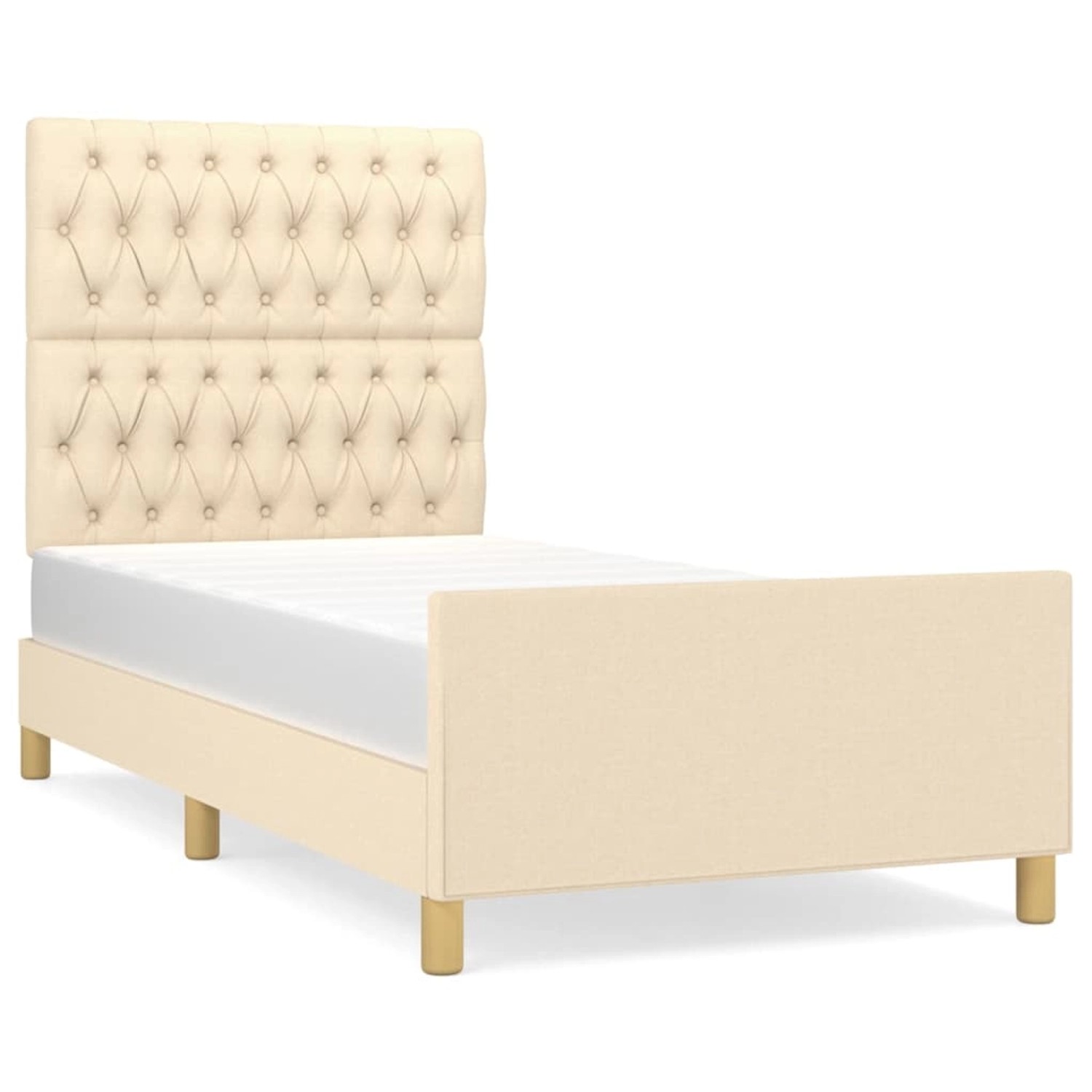 vidaXL Bettgestell mit Kopfteil Creme 100x200 cm Stoff Modell 71347904 vidaXL Bettgestell mit Kopfteil Creme 100x200 cm Stoff Modell 71347904 von VIDAXL
