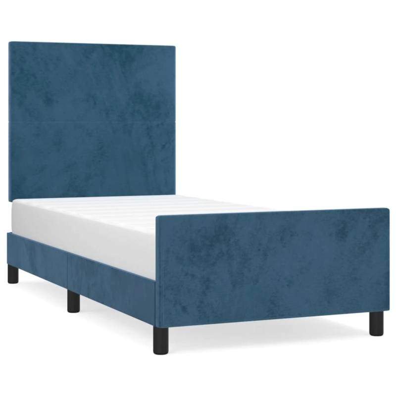 vidaXL Bettgestell mit Kopfteil Dunkelblau 100x200 cm Samt Modell 11357339 von VIDAXL