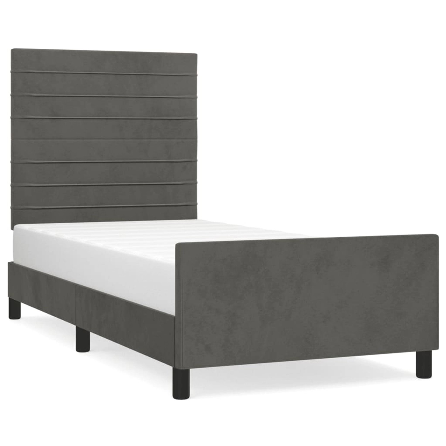 vidaXL Bettgestell mit Kopfteil Dunkelgrau 100x200 cm Samt Modell 21357599 vidaXL Bettgestell mit Kopfteil Dunkelgrau 100x200 cm Samt Modell 21357599 von VIDAXL