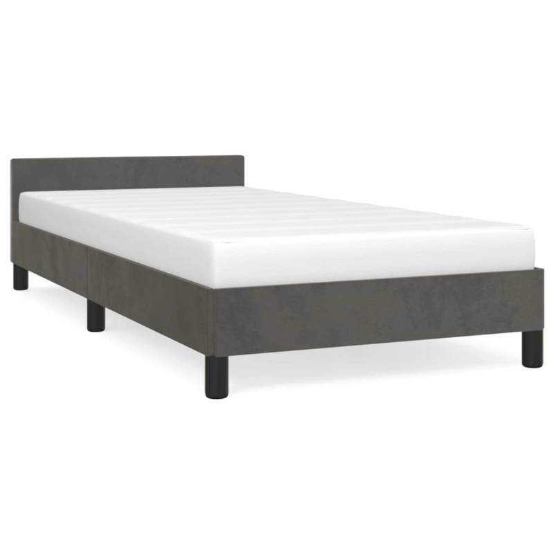 vidaXL Bettgestell mit Kopfteil Dunkelgrau 100x200 cm Samt Modell 51396853 von VIDAXL