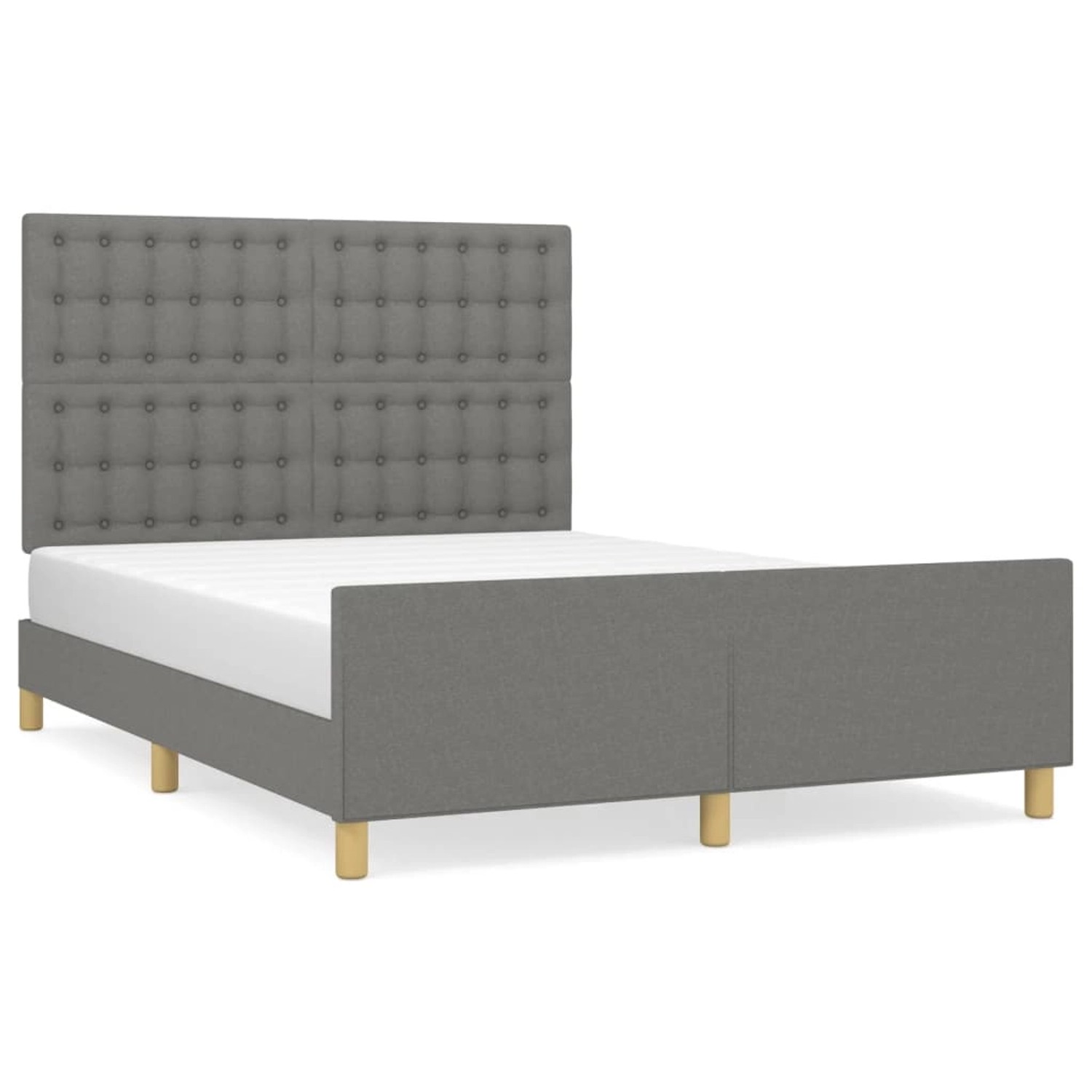 vidaXL Bettgestell mit Kopfteil Dunkelgrau 140x190 cm Stoff Modell 21379314 vidaXL Bettgestell mit Kopfteil Dunkelgrau 140x190 cm Stoff Modell 21379314 von VIDAXL