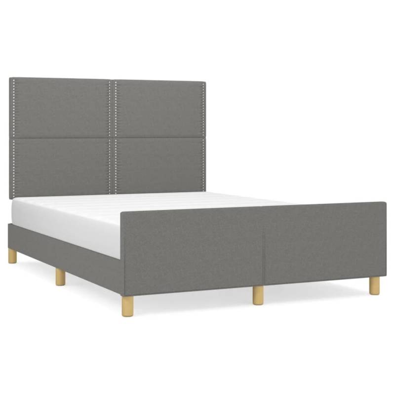 vidaXL Bettgestell mit Kopfteil Dunkelgrau 140x190 cm Stoff Modell 31347888 von VIDAXL