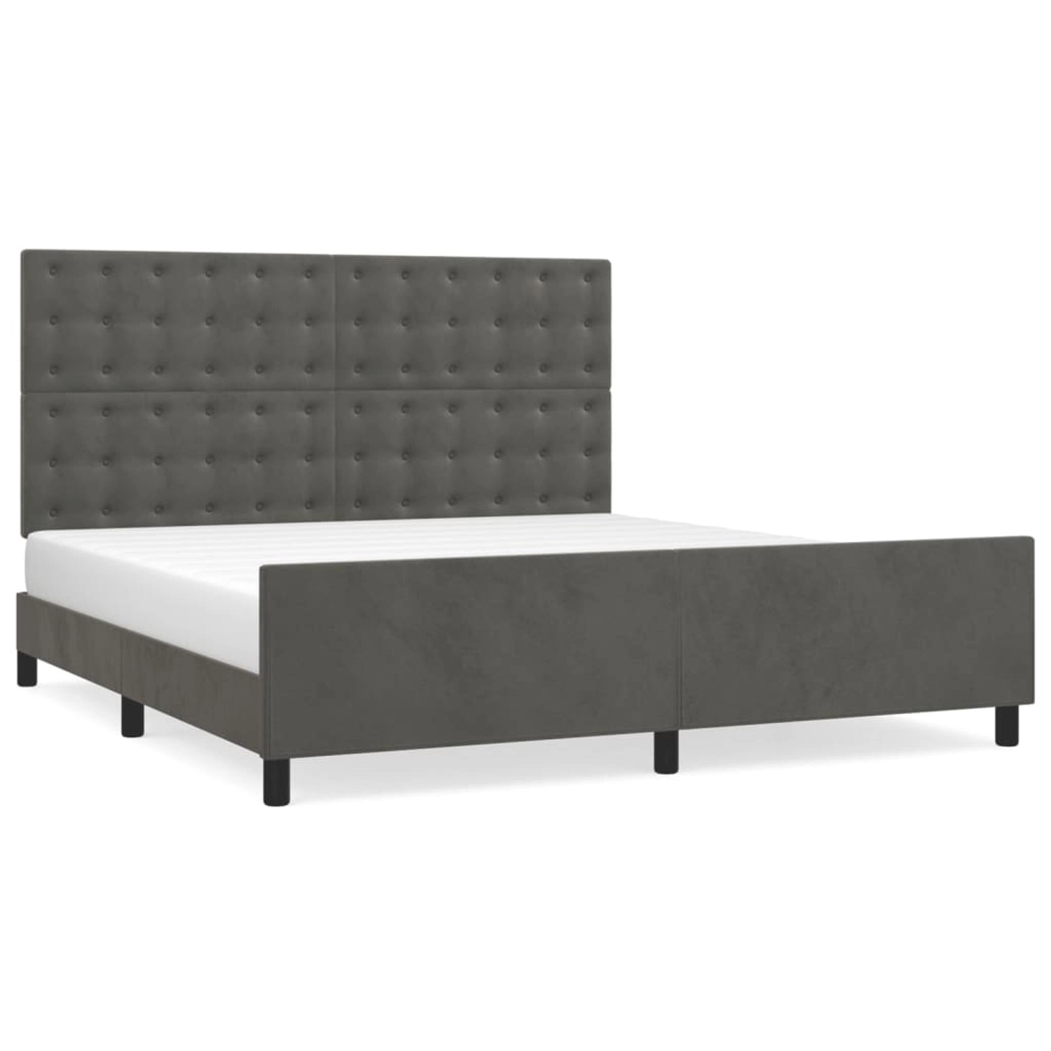 vidaXL Bettgestell mit Kopfteil Dunkelgrau 160x200 cm Samt Modell 31378788 von VIDAXL