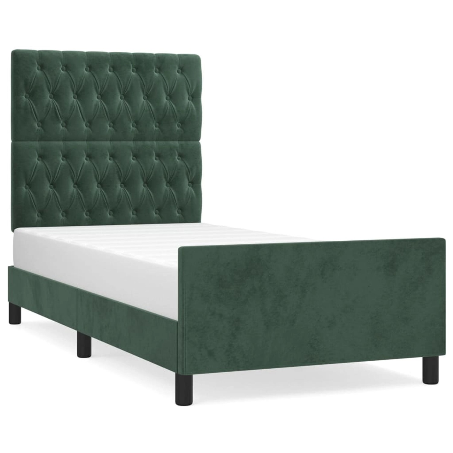 vidaXL Bettgestell mit Kopfteil Dunkelgrün 100x200 cm Samt Modell 71388564 vidaXL Bettgestell mit Kopfteil Dunkelgrün 100x200 cm Samt Modell 71388564 von VIDAXL