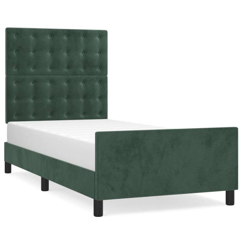 vidaXL Bettgestell mit Kopfteil Dunkelgrün 100x200 cm Samt Modell 81367784 von VIDAXL