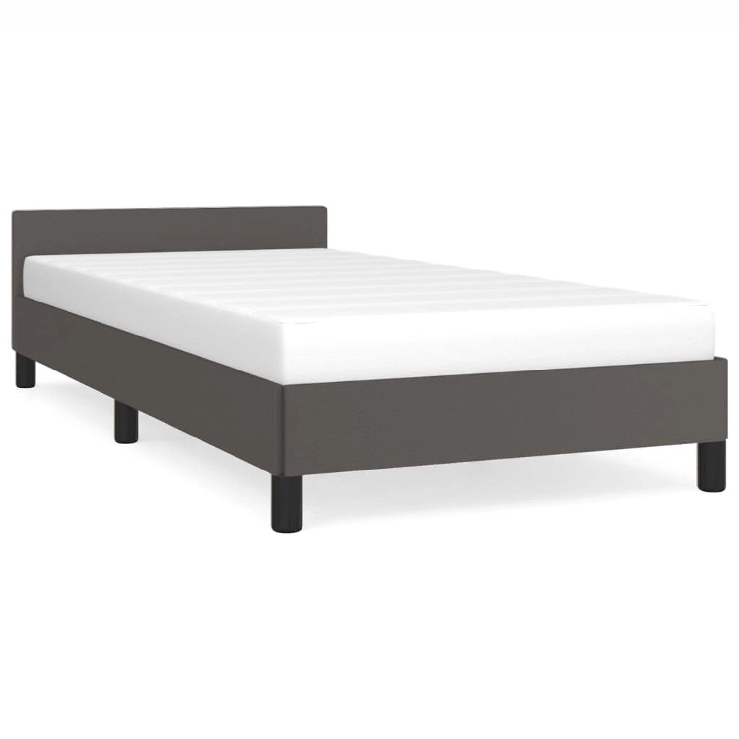 vidaXL Bettgestell mit Kopfteil Grau 90x190 cm Kunstleder Modell 11368160 von VIDAXL