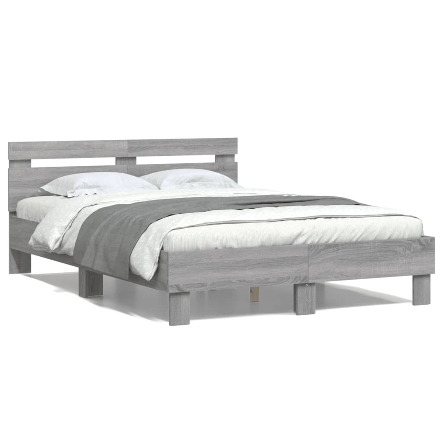 vidaXL Bettgestell mit Kopfteil Grau Sonoma 120x190 cm Holzwerkstoff1938174 von VIDAXL
