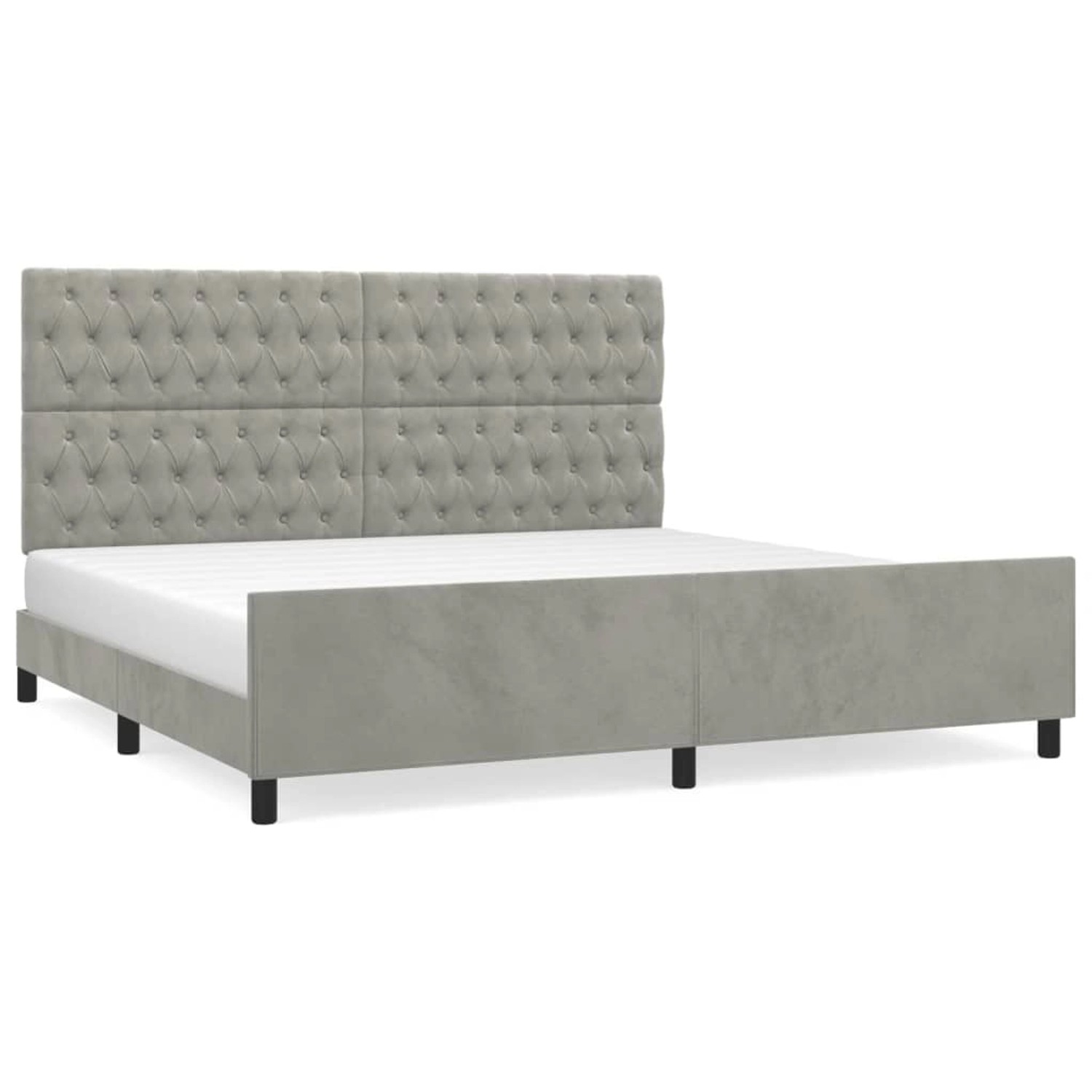 vidaXL Bettgestell mit Kopfteil Hellgrau 200x200 cm Samt Modell 81393393 vidaXL Bettgestell mit Kopfteil Hellgrau 200x200 cm Samt Modell 81393393 von VIDAXL