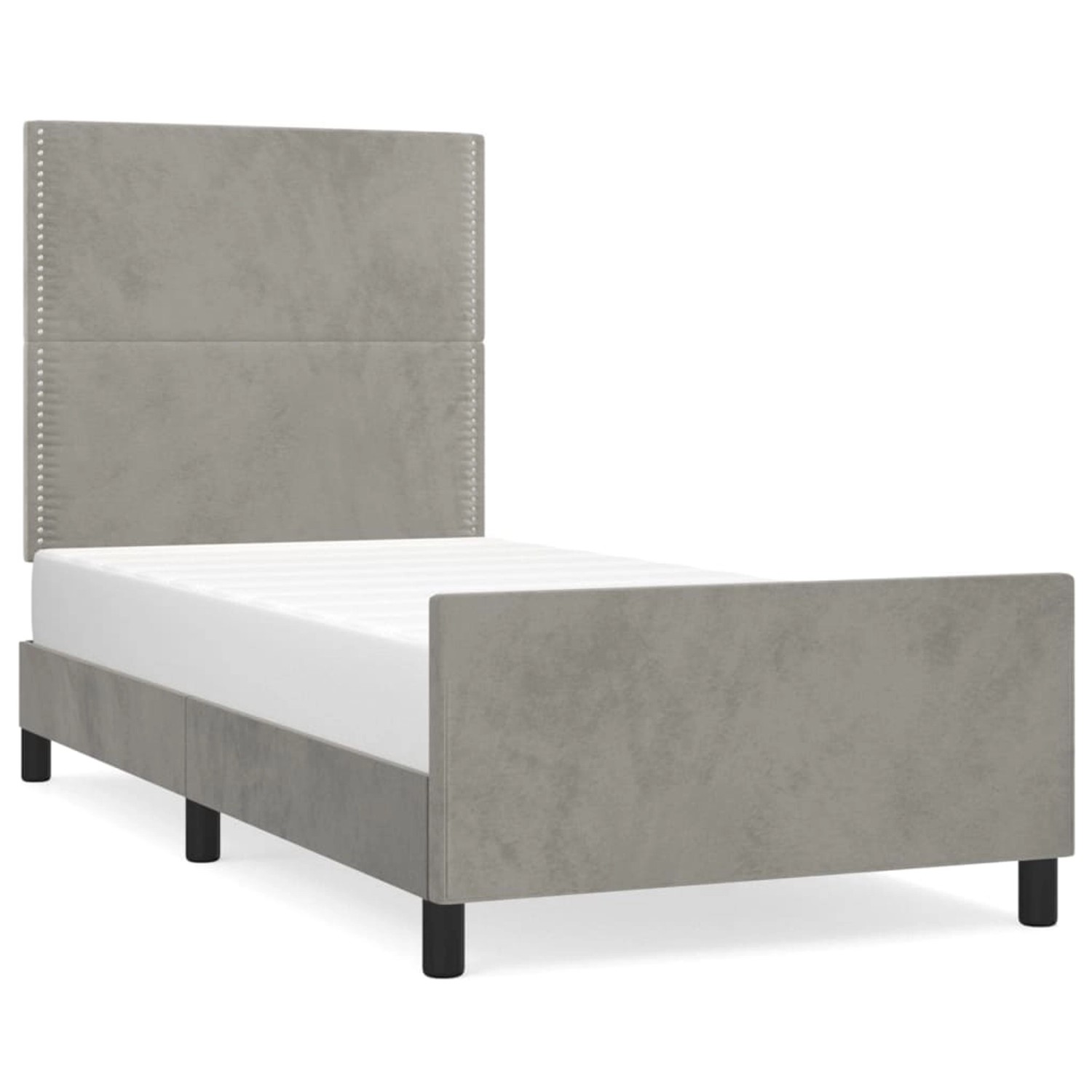 vidaXL Bettgestell mit Kopfteil Hellgrau 90x190 cm Samt Modell 31394566 vidaXL Bettgestell mit Kopfteil Hellgrau 90x190 cm Samt Modell 31394566 von VIDAXL