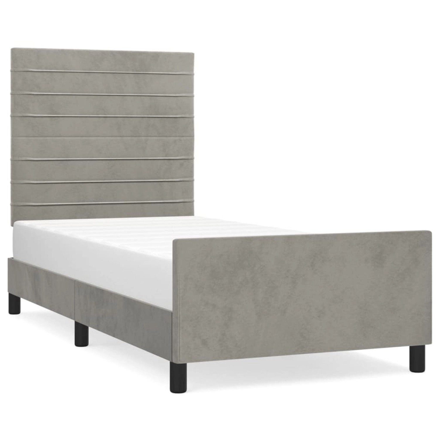 vidaXL Bettgestell mit Kopfteil Hellgrau 90x190 cm Samt Modell 71535484 vidaXL Bettgestell mit Kopfteil Hellgrau 90x190 cm Samt Modell 71535484 von VIDAXL