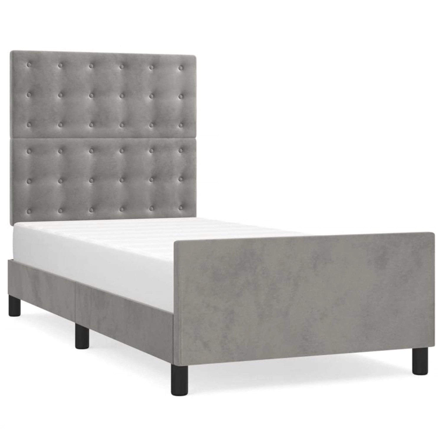 vidaXL Bettgestell mit Kopfteil Hellgrau 90x200 cm Samt Modell 81395735 vidaXL Bettgestell mit Kopfteil Hellgrau 90x200 cm Samt Modell 81395735 von VIDAXL