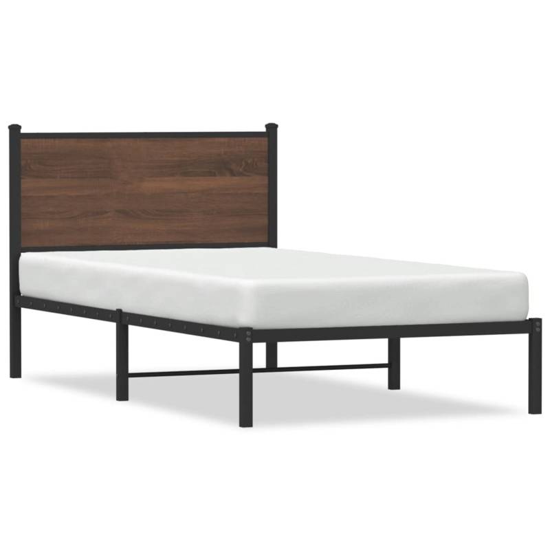 vidaXL Bettgestell mit Kopfteil Metall Braun Eichen-Optik 100x190 cm2107687 von VIDAXL