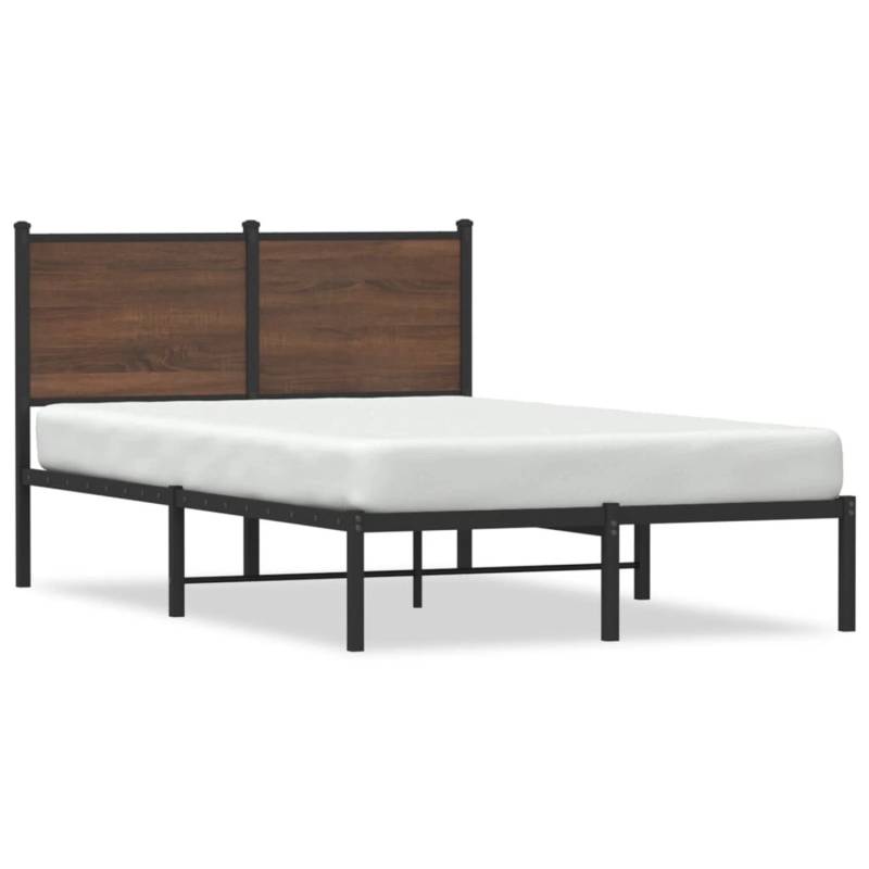 vidaXL Bettgestell mit Kopfteil Metall Braun Eichen-Optik 120x190 cm Modell 12099850 von VIDAXL