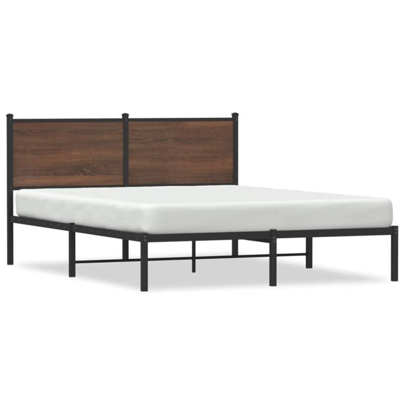 vidaXL Bettgestell mit Kopfteil Metall Braun Eichen-Optik 137x190 cm2103790 von VIDAXL