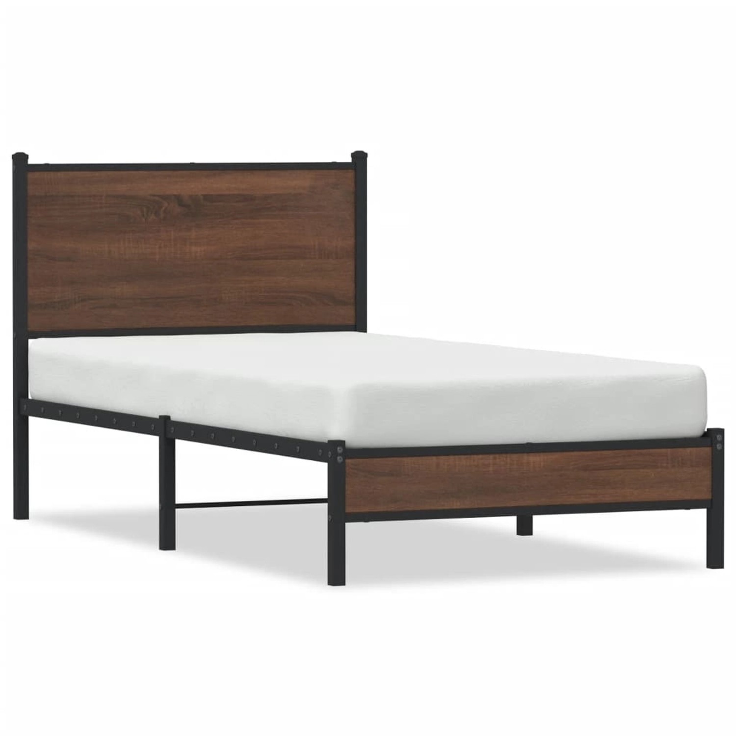 vidaXL Bettgestell mit Kopfteil Metall Braun Eichen-Optik 75x190 cm Modell 12103793 von VIDAXL