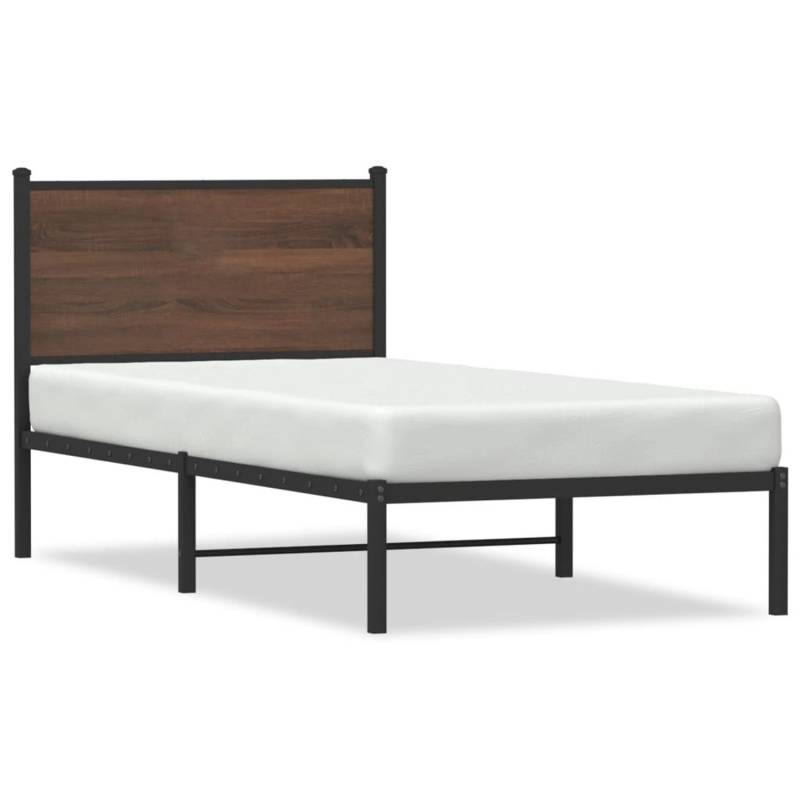vidaXL Bettgestell mit Kopfteil Metall Braun Eichen-Optik 75x190 cm2099848 von VIDAXL