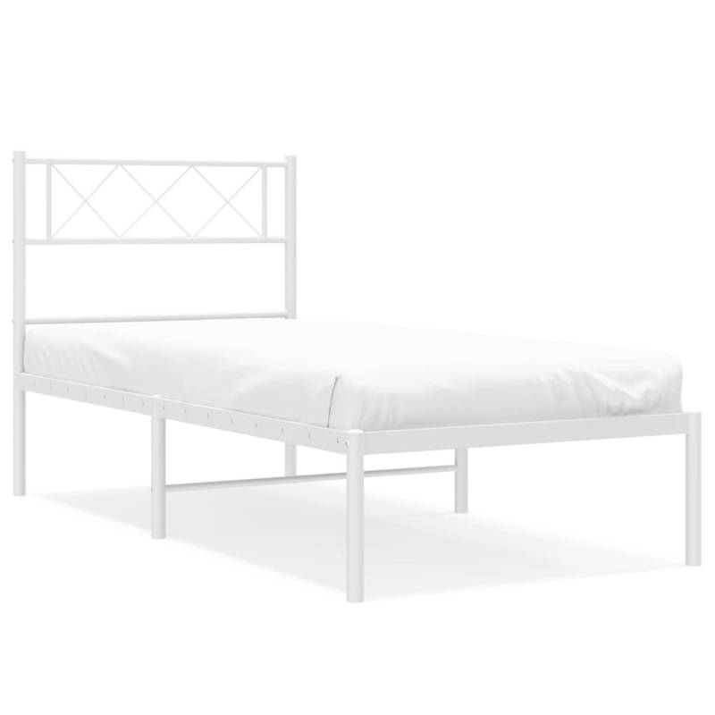 vidaXL Bettgestell mit Kopfteil Metall Weiß 100x190 cm Modell 131881152 von VIDAXL
