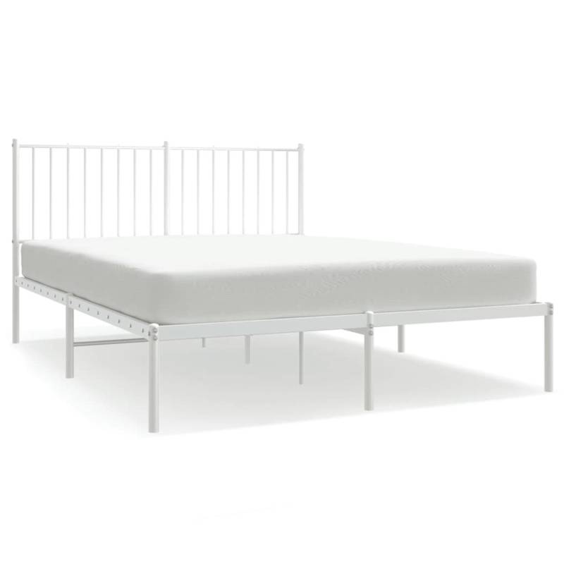 vidaXL Bettgestell mit Kopfteil Metall Weiß 140x190 cm Modell 61629500 von VIDAXL