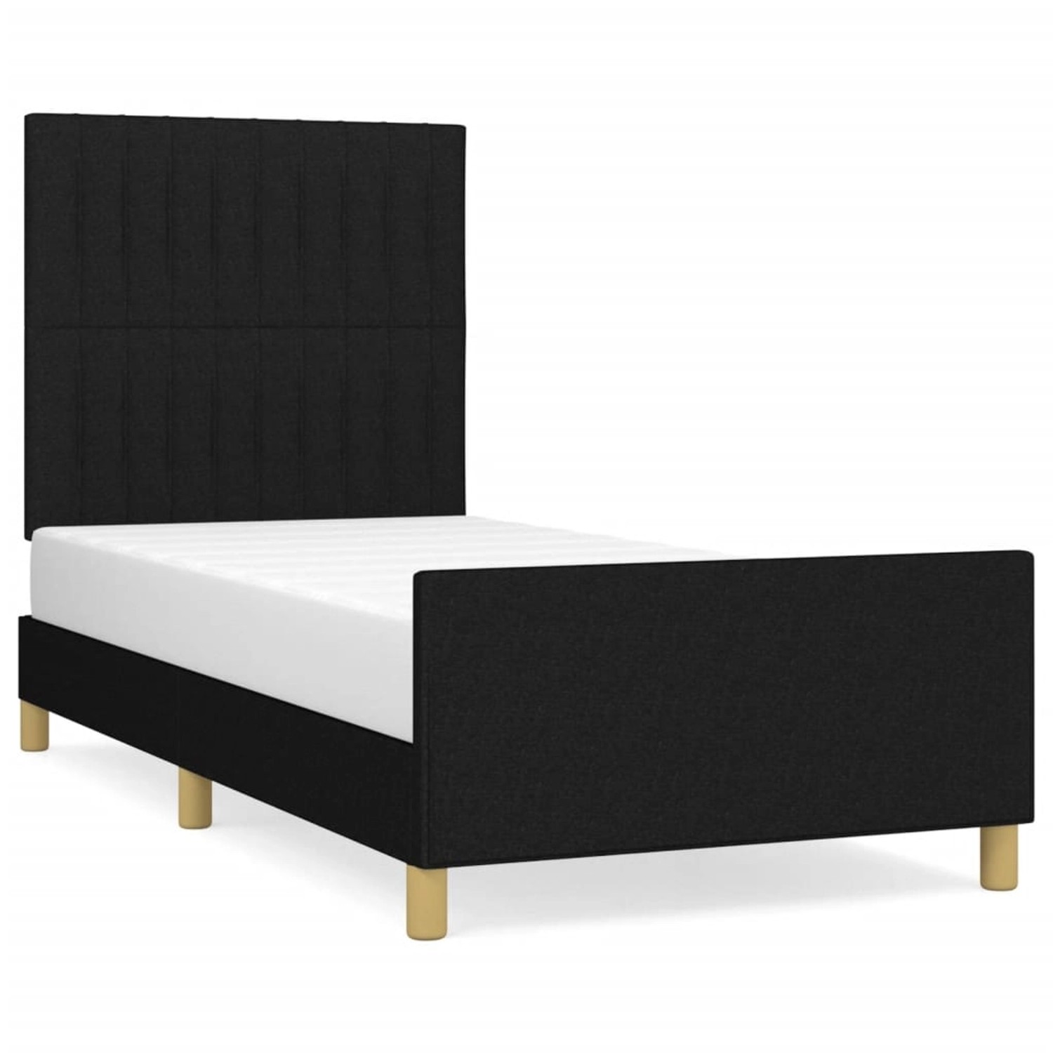 vidaXL Bettgestell mit Kopfteil Schwarz 100x200 cm Stoff Modell 61357535 vidaXL Bettgestell mit Kopfteil Schwarz 100x200 cm Stoff Modell 61357535 von VIDAXL