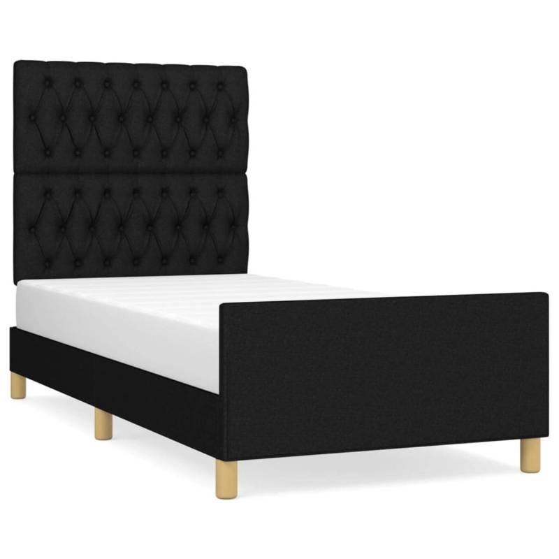 vidaXL Bettgestell mit Kopfteil Schwarz 100x200 cm Stoff Modell 81371167 von VIDAXL