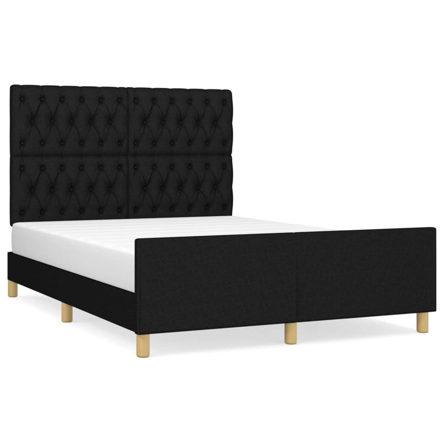 vidaXL Bettgestell mit Kopfteil Schwarz 140x200 cm Stoff Modell 41347819 von VIDAXL