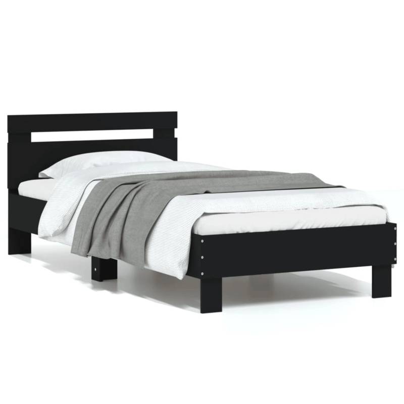 vidaXL Bettgestell mit Kopfteil Schwarz 75x190 cm Holzwerkstoff Modell 21945423 von VIDAXL