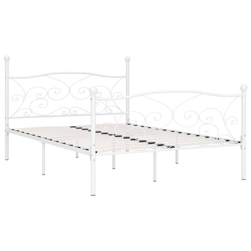 vidaXL Bettgestell mit Lattenrost Weiß Metall 160 x 200 cm Modell 1618220 von VIDAXL