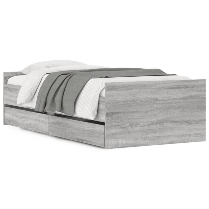 vidaXL Bettgestell mit Schubladen Grau Sonoma 90x200 cm Modell 11937773 von VIDAXL