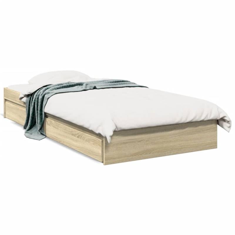 vidaXL Bettgestell mit Schubladen Sonoma-Eiche 100x200cm Holzwerkstoff Modell 12007306 von VIDAXL