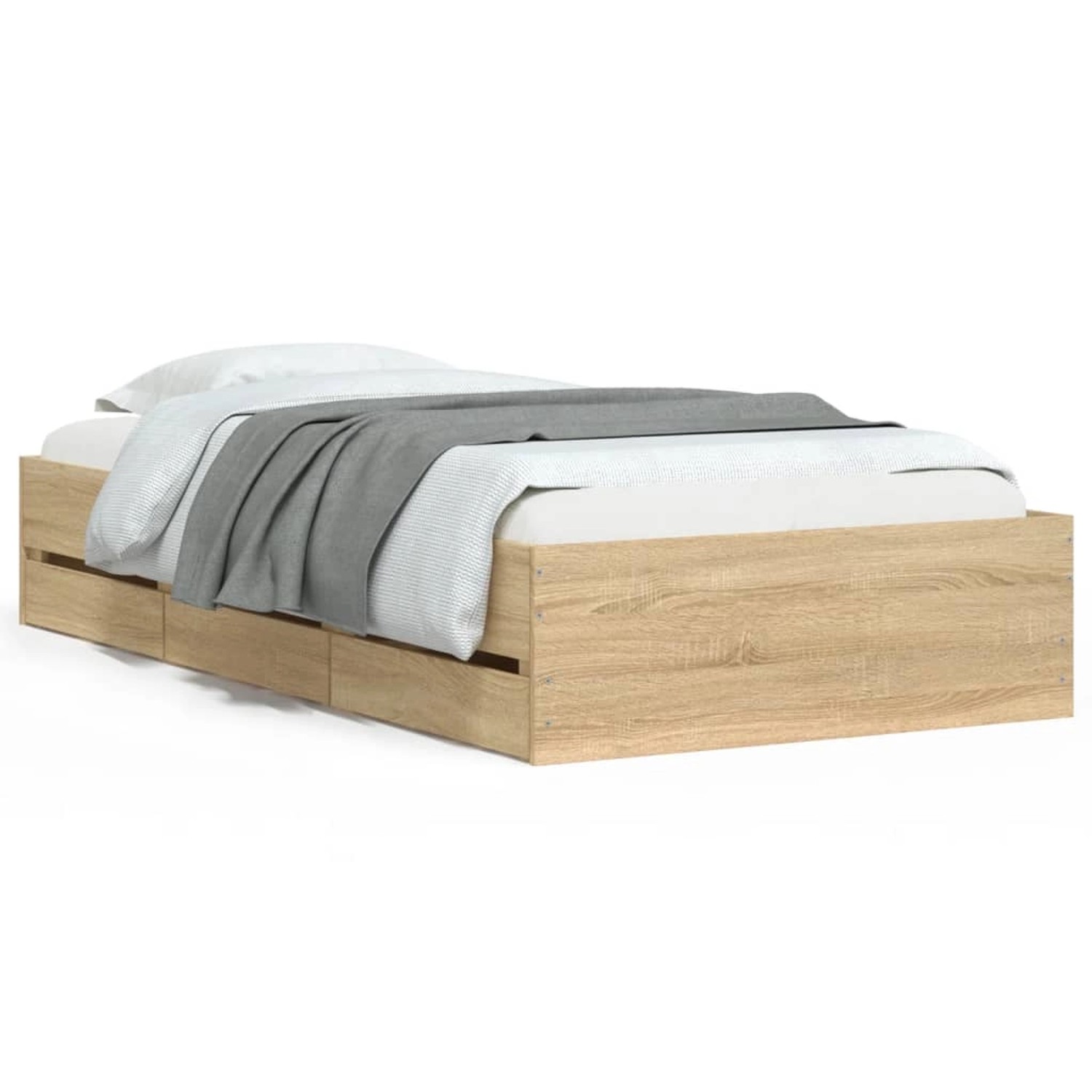 vidaXL Bettgestell mit Schubladen Sonoma-Eiche 90x190 cm Holzwerkstoff1953153 von VIDAXL