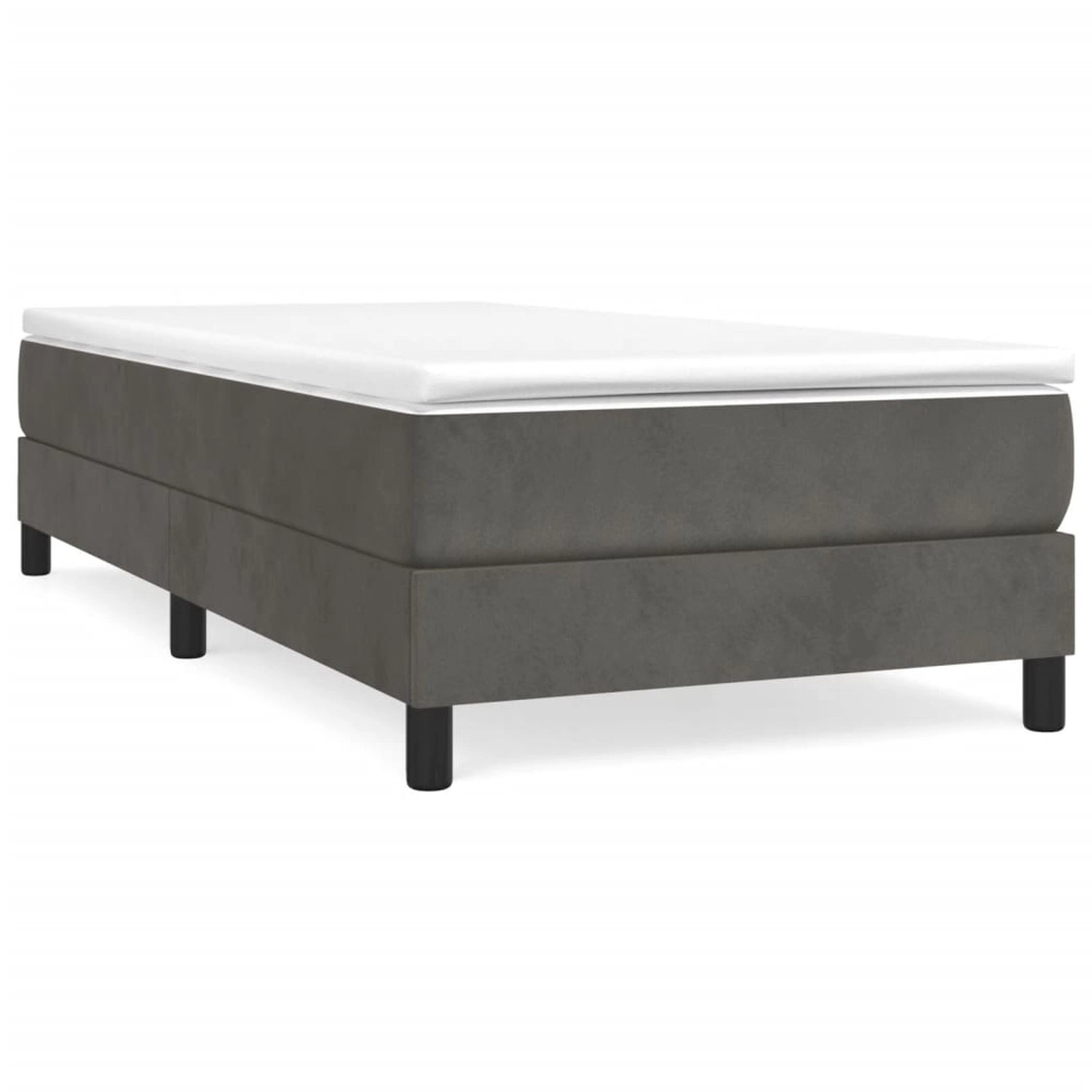 vidaXL Boxspringbett Dunkelgrau 90x200 cm Samt1399385 von VIDAXL