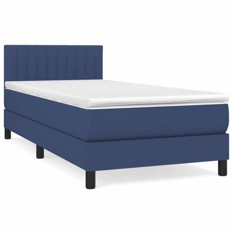 vidaXL Boxspringbett mit Matratze Blau 100x200 cm Stoff1373012 von VIDAXL