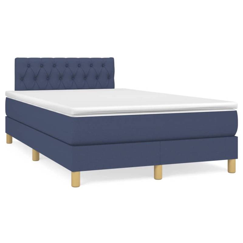 vidaXL Boxspringbett mit Matratze Blau 120x200 cm Stoff1395299 von VIDAXL
