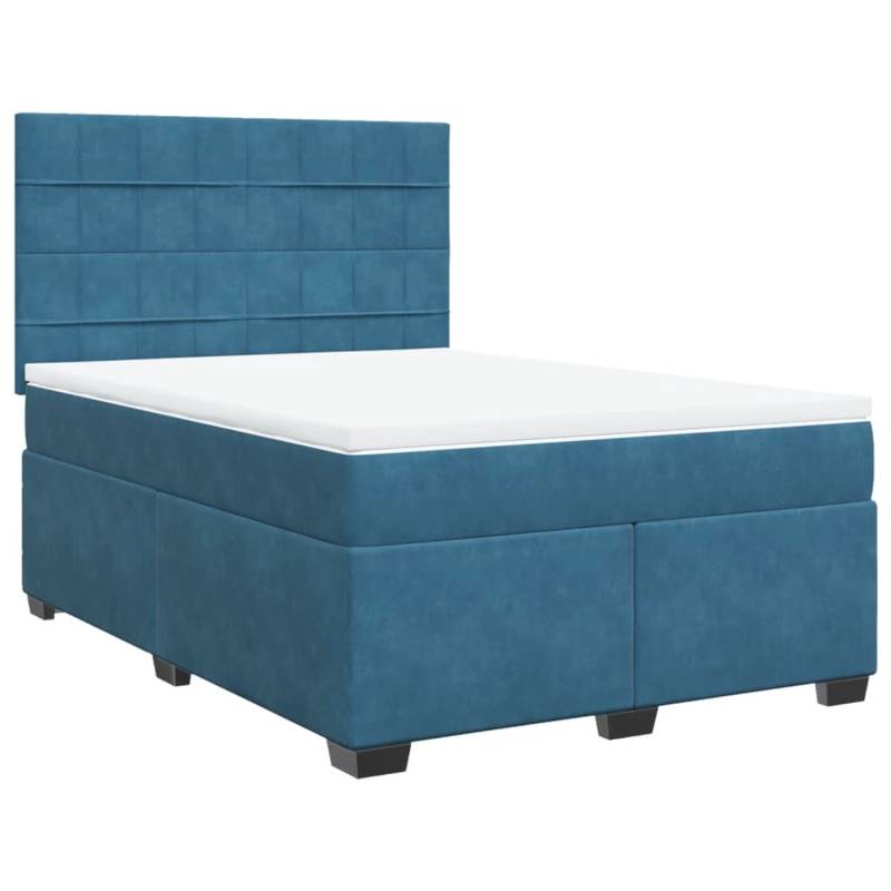 vidaXL Boxspringbett mit Matratze Blau 140x200 cm Samt2107510 von VIDAXL