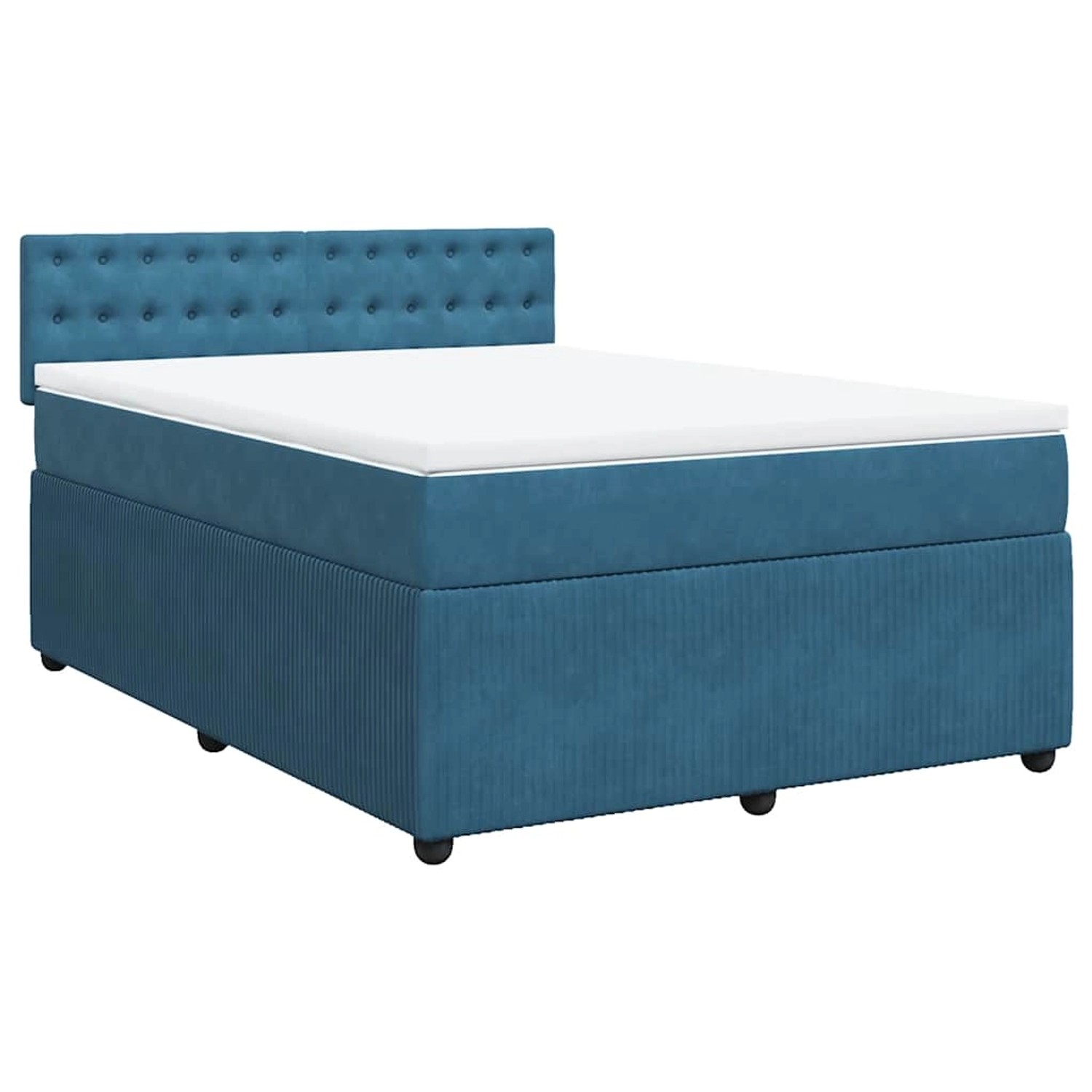 vidaXL Boxspringbett mit Matratze Blau 160x200 cm Samt 3287798 von VIDAXL