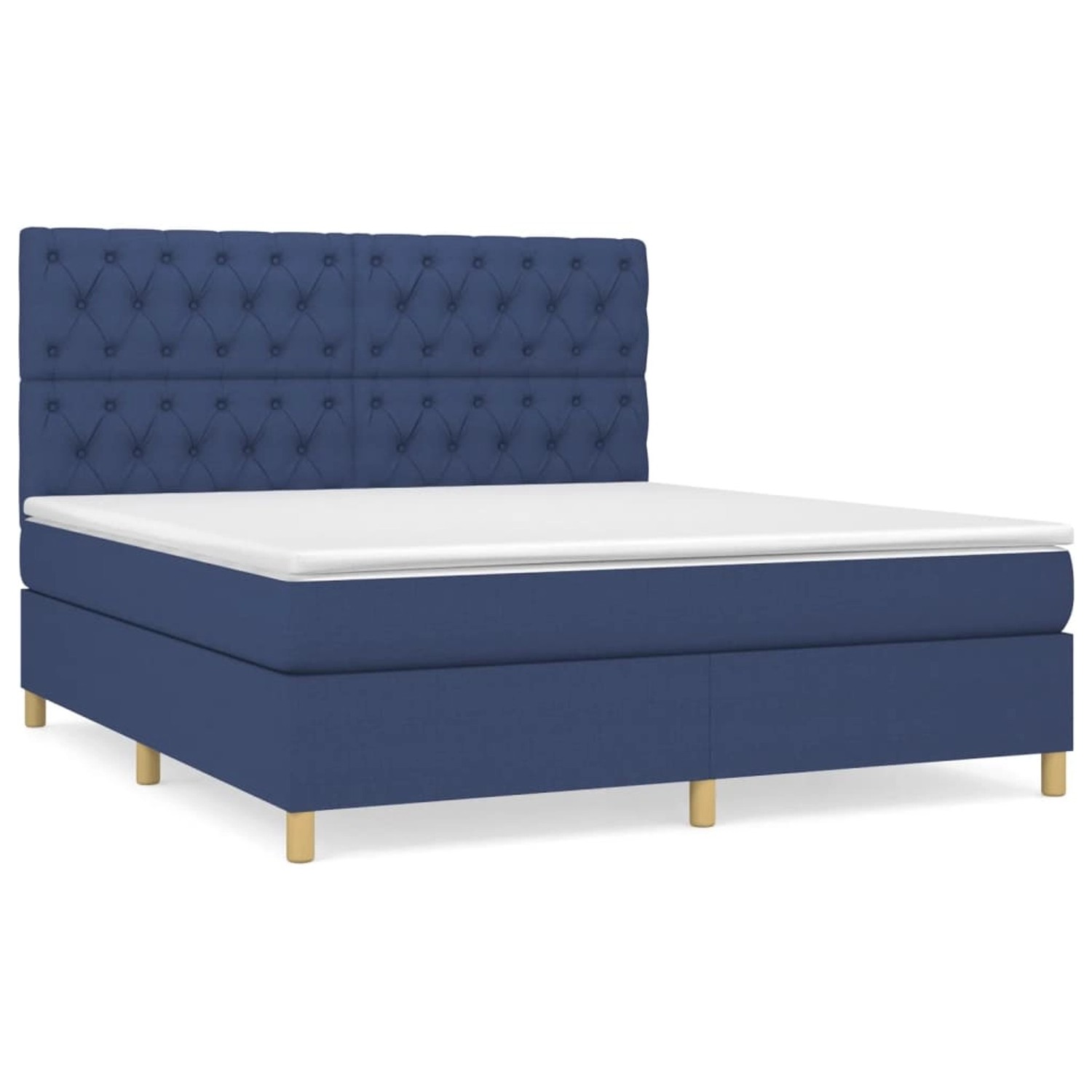 vidaXL Boxspringbett mit Matratze Blau 160x200 cm Stoff1349982 von VIDAXL