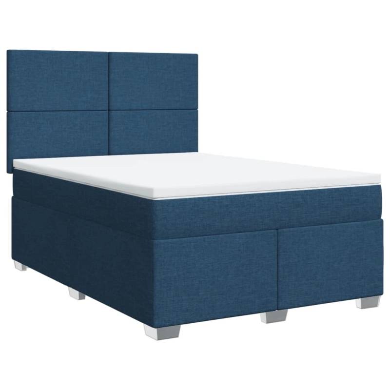 vidaXL Boxspringbett mit Matratze Blau 160x200 cm Stoff2100024 von VIDAXL